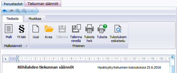 Tiekunnan säännöt